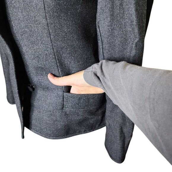 Vintage 1990s Satin Lined Double Button Work Blazer Womens Size M Gray - Picture 2 of 5